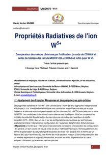 Propriétées radiatives de l ion WVI