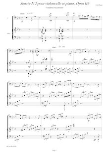 Partition , Andante - Allegro, violoncelle Sonata No.2, Plante, Cyril