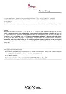 Aphra Behn, écrivain professionnel : du plagiat aux droits d auteur - article ; n°1 ; vol.50, pg 51-65