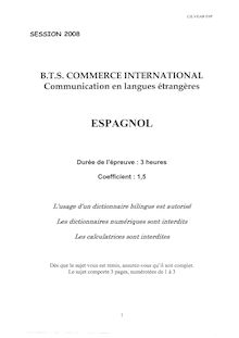 Espagnol 2008 BTS Commerce international à référentiel Européen