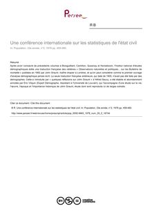 Une conférence internationale sur les statistiques de l état civil - article ; n°2 ; vol.33, pg 459-460
