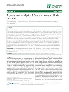 A proteomic analysis of Curcuma comosaRoxb. rhizomes
