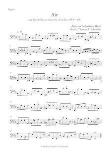 Partition basson , partie, Orchestral  No.3, Overture, D major, Bach, Johann Sebastian