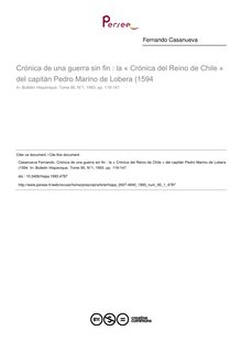 Crónica de una guerra sin fin : la « Crónica del Reino de Chile » del capitán Pedro Marino de Lobera (1594 - article ; n°1 ; vol.95, pg 119-147