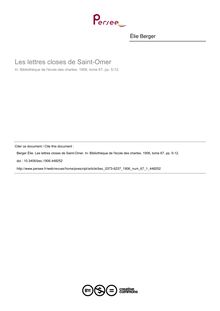 Les lettres closes de Saint-Omer - article ; n°1 ; vol.67, pg 5-12
