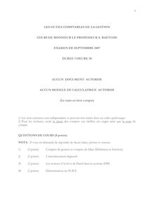 Outils comptables de la gestion 2007 Sciences Economiques et de Gestion Université Paris 1