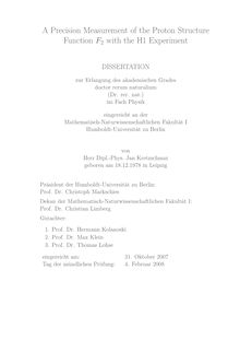 A precision measurement of the proton structure function F_1tn2 with the H1 experiment [Elektronische Ressource] / von Jan Kretzschmar