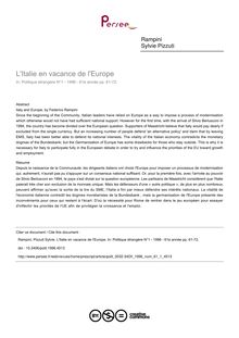 L Italie en vacance de l Europe - article ; n°1 ; vol.61, pg 61-72