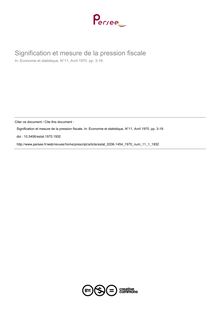 Signification et mesure de la pression fiscale - article ; n°1 ; vol.11, pg 3-19