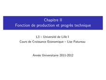 Chapitre II   Fonction de production et progrès technique