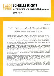 SCHNELLBERICHTE. Bevölkerung und soziale Bedingungen 1989-2