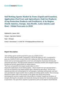 Soil Wetting Agents Market - Global Forecasts to 2020