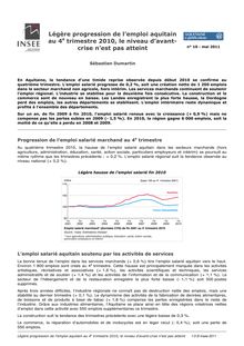 Légère progression de l’emploi aquitain au 4e trimestre 2010, le niveau d’avant-crise n’est pas atteint 