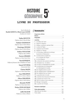 Sommaire et programme (. PDF) - Histoire-géographie 5e - Livre du ...