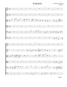 Partition Fantasia VdGS No.3 - partition complète (Tr Tr T T B B), fantaisies pour 6 violes de gambe par Charles Coleman