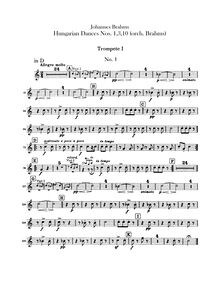 Partition trompette 1, 2 (en D, F), 21 Hungarian Dances (orchestre)