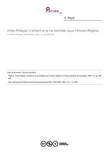 Ariès Philippe, L enfant et la vie familiale sous l Ancien Régime.  ; n°4 ; vol.1, pg 486-488