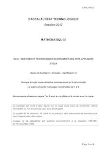 Bac 2017 Maths techno STD2A