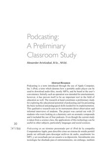 Podcasting: A Preliminary Classroom Study