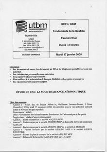 Fondements de la gestion 2005 Université de Technologie de Belfort Montbéliard
