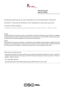 Analyse pollinique du lac-tourbière de Chambedaze (Massif-Central, France) et datation de l explosion des plus jeunes volcans d Auvergne - article ; n°4 ; vol.25, pg 175-194