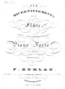 Partition Piano et flûte parties, 6 Divertissements pour flûte et Piano, Op.68