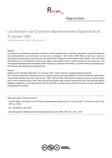 Les élections aux Chambres départementales d agriculture du 31 janvier 1995 - article ; n°1 ; vol.237, pg 30-36