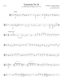 Partition viole de gambe, corde quatuor No.11, E♭ major, Mozart, Wolfgang Amadeus par Wolfgang Amadeus Mozart