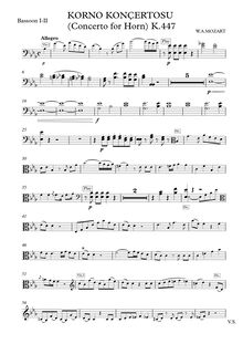 Partition basson 1/2, cor Concerto, E♭ major, Mozart, Wolfgang Amadeus