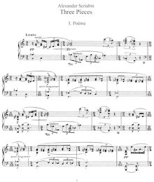 Partition complète, 3 Morceaux, Op.52, Scriabin, Aleksandr