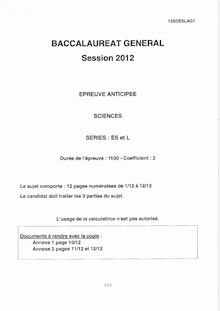 Sujet du bac serie ES 2012: Sciences-antilles-guyane