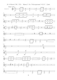 Partition cor 1/2 (C), Mass, Krönungsmesse ; Coronation Mass ; Mass No.15 ; Missa par Wolfgang Amadeus Mozart