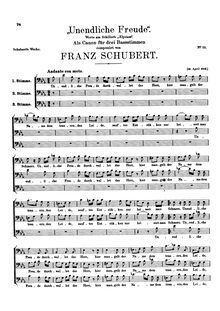 Score, Unendliche Freude, D.54, Endless Joy, Schubert, Franz