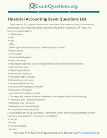 Financial Accounting Exam Questions and Answers List