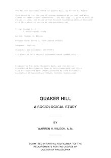 Quaker Hill - A Sociological Study