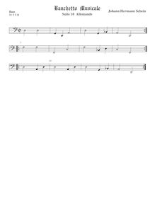 Partition viole de basse, Banchetto Musicale, Schein, Johann Hermann