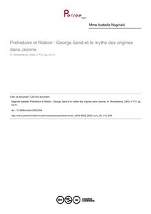 Préhistoire et filiation : George Sand et le mythe des origines dans Jeanne - article ; n°110 ; vol.30, pg 63-71