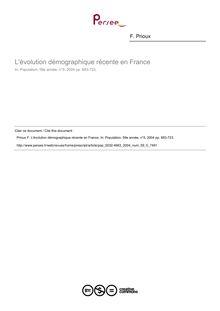 L évolution démographique récente en France - article ; n°5 ; vol.59, pg 683-723