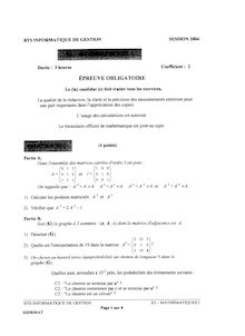 Mathématiques I 2004 BTS Informatique de gestion