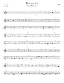 Partition ténor viole de gambe 2, octave aigu clef, Dulcis memoria
