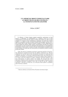 Un apport du droit communautaire au droit français des contrats : la notion d’attente légitime - article ; n°3 ; vol.57, pg 627-651
