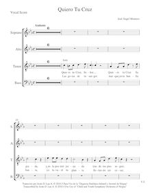 Partition Vocal Score, Quiero Tu Cruz, D minor, Montero, José Ángel