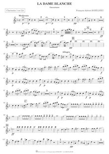Partition clarinette 1, 2 (A), La dame blanche, Opéra-comique en trois actes