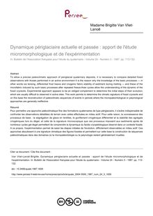 Dynamique périglaciaire actuelle et passée : apport de l étude micromorphologique et de l expérimentation - article ; n°3 ; vol.24, pg 113-132