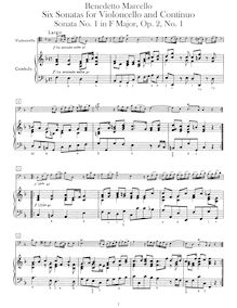 Partition clavier score et partition de violoncelle, 6 sonates pour violoncelle et Continuo, Op.1
