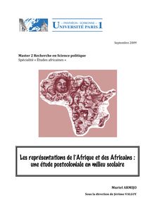 Septembre 2009  Master 2 Recherche en Science politique Spécialité Études africaines