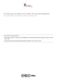 R. Colinvaux, D. Steel et V.E. Ricks, Forms and Précédents - note biblio ; n°2 ; vol.26, pg 398-398
