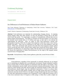 Sex differences in food preferences of Hadza hunter-gatherers