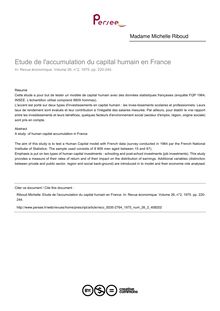 Etude de l accumulation du capital humain en France - article ; n°2 ; vol.26, pg 220-244