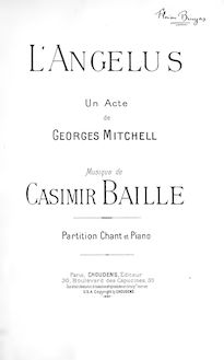Partition complète, L angelus, Pièce en un acte, Baille, Casimir